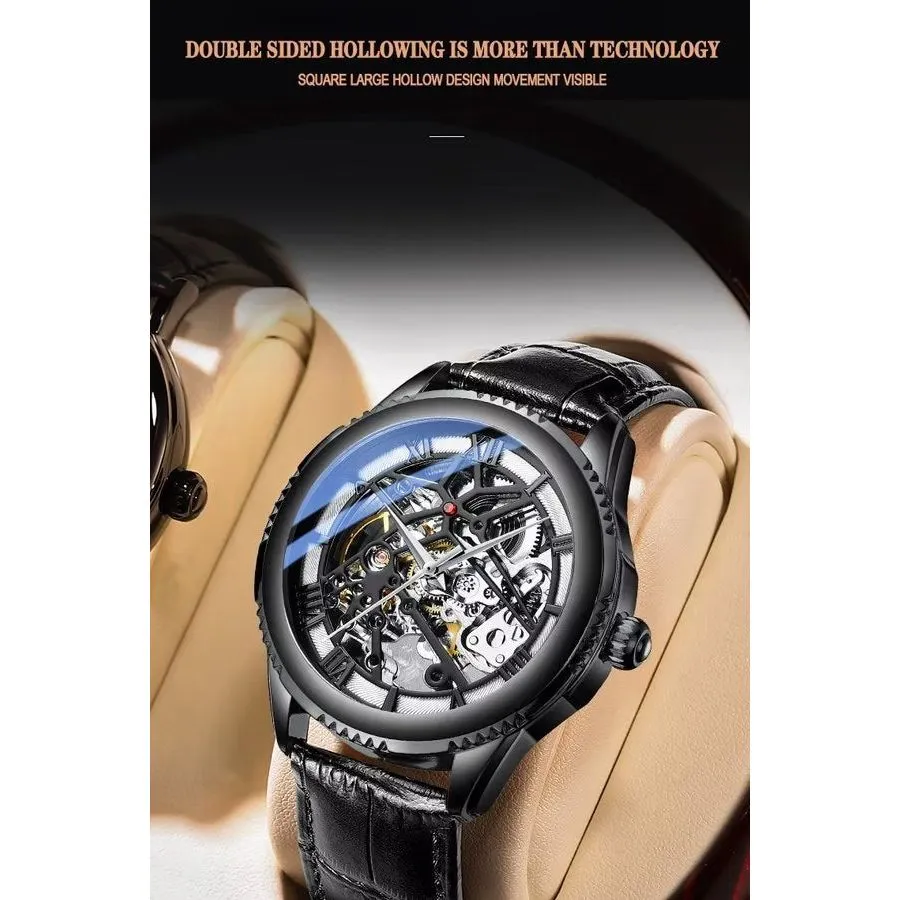 GlowLux Leather Automatic Mechanical Watch