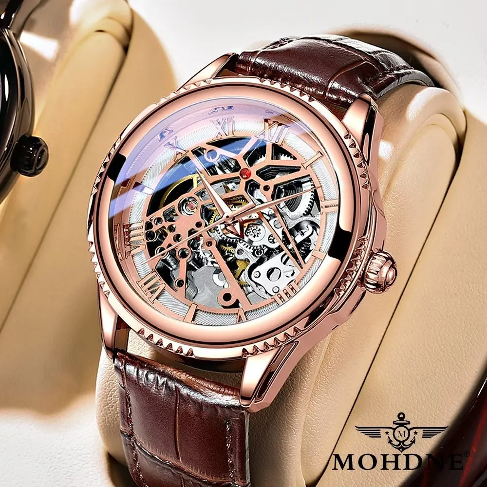 GlowLux Leather Automatic Mechanical Watch