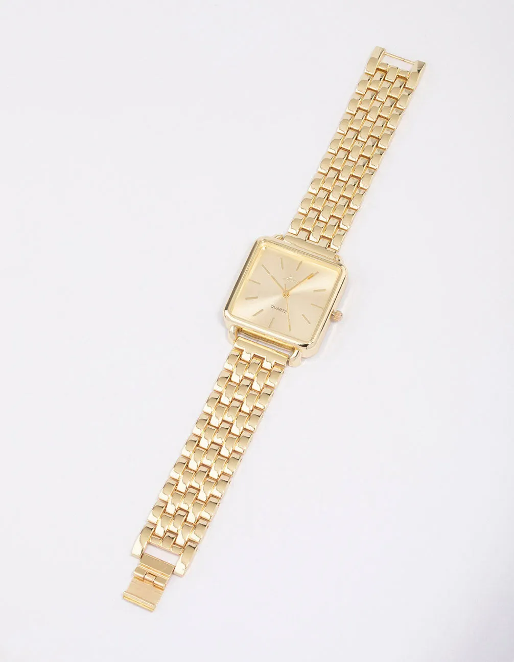 Gold Large Square Face Watch