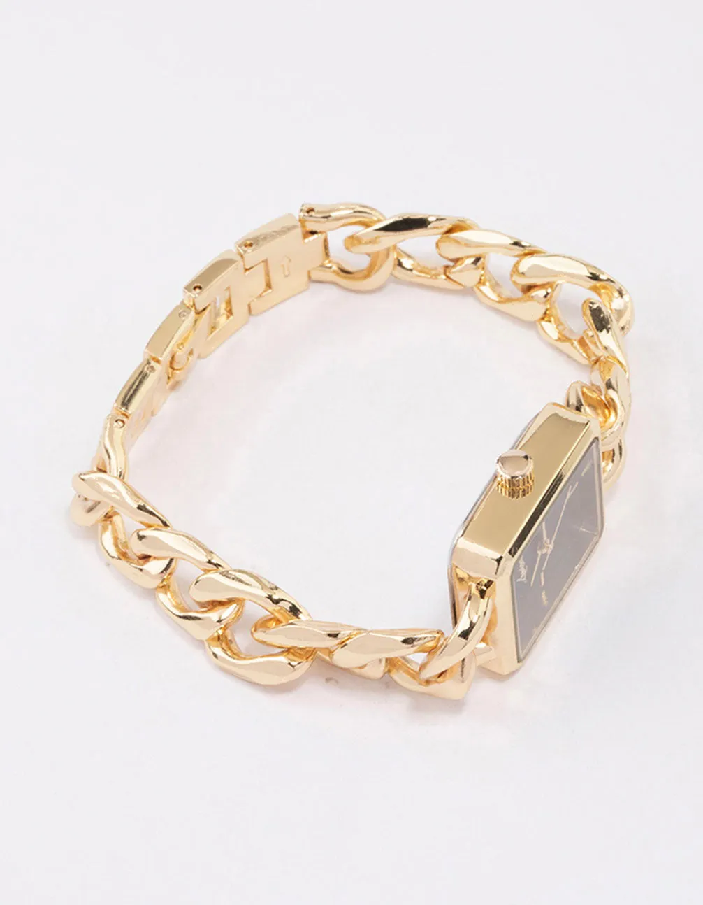 Gold Square Chain Detail Watch