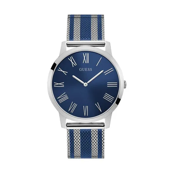 Guess Richmond Two-tone Mesh Bracelet Blue Dial Quartz Watch for Gents - U1179G1