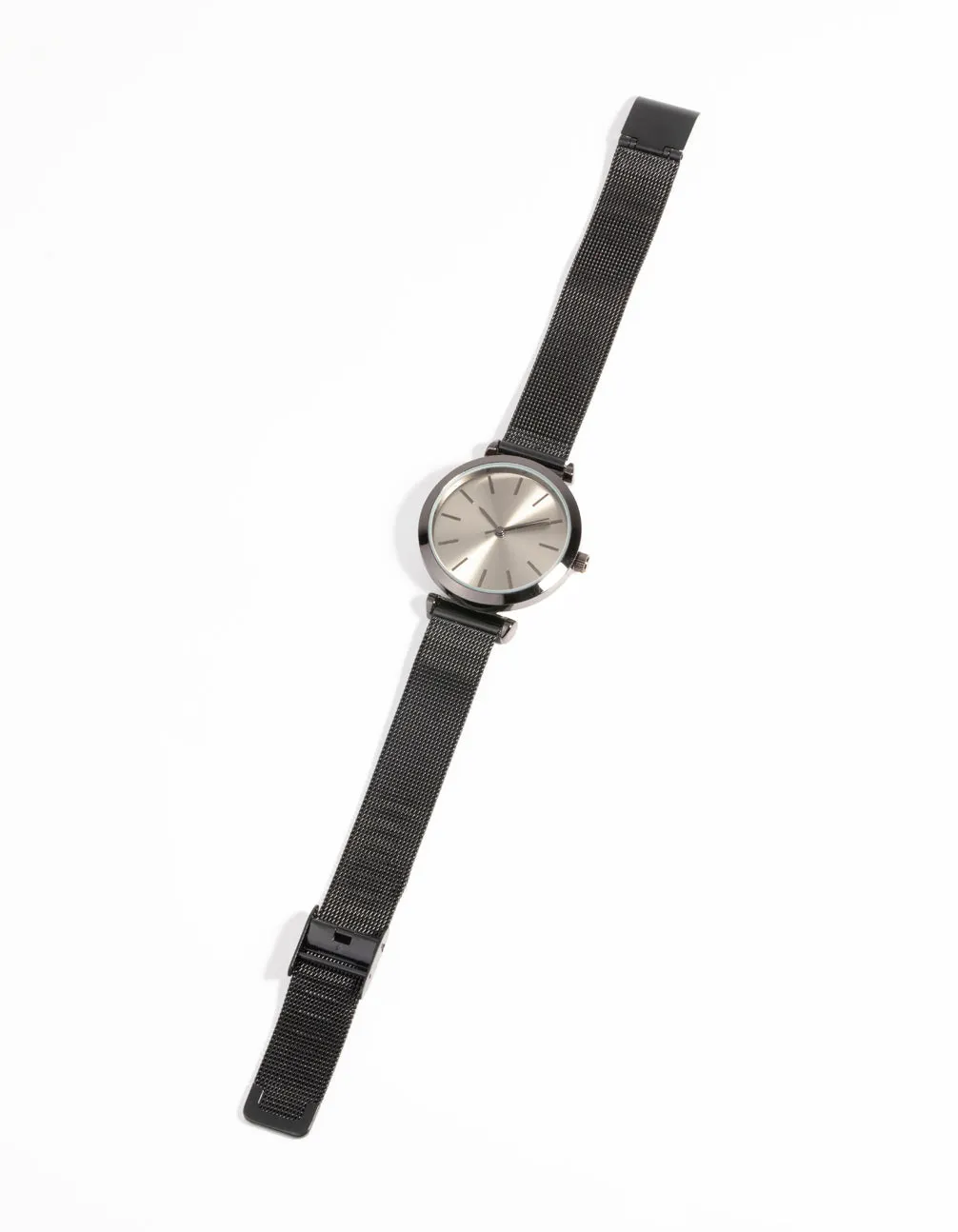 Gunmetal Round Metal Mesh Watch