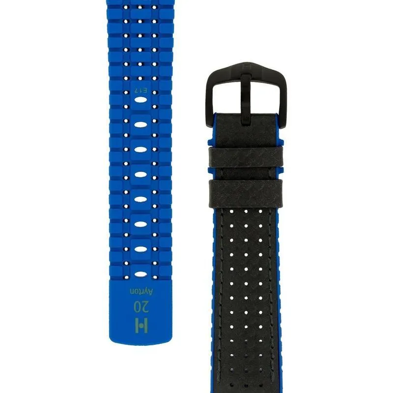 Hirsch AYRTON Carbon Embossed Performance Watch Strap in BLACK / BLUE