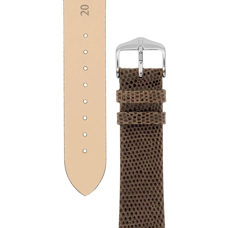 Hirsch LIZARD Leather Watch Strap in BROWN