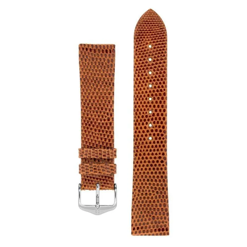 Hirsch LIZARD Leather Watch Strap in GOLD BROWN