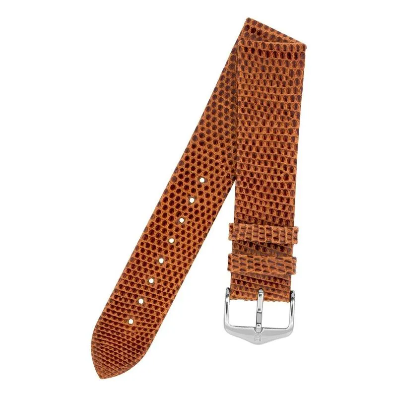 Hirsch LIZARD Leather Watch Strap in GOLD BROWN