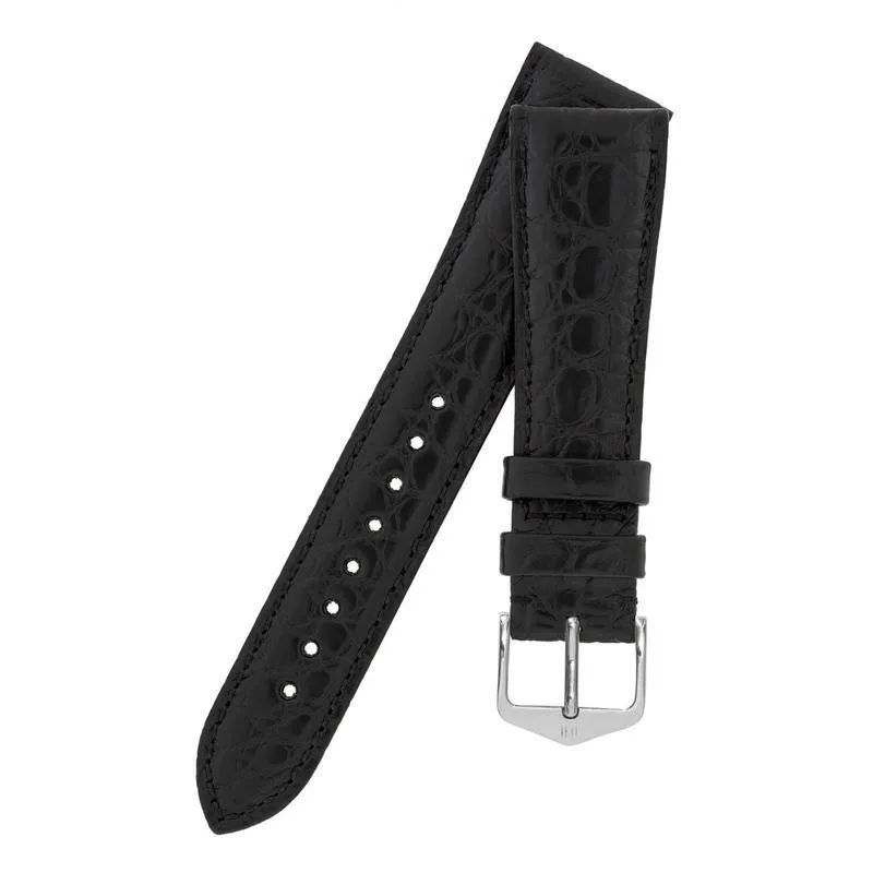 Hirsch REGENT Genuine Alligator Leather Watch Strap in BLACK