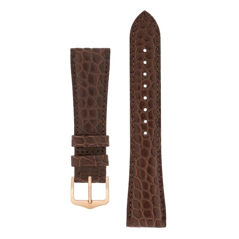 Hirsch REGENT Genuine Alligator Leather Watch Strap in BROWN