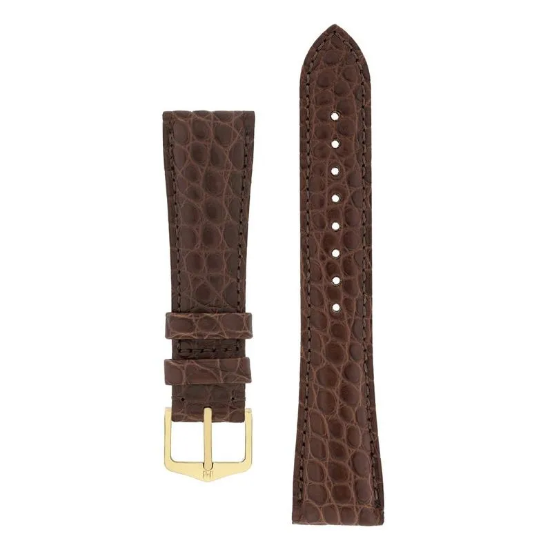 Hirsch REGENT Genuine Alligator Leather Watch Strap in BROWN