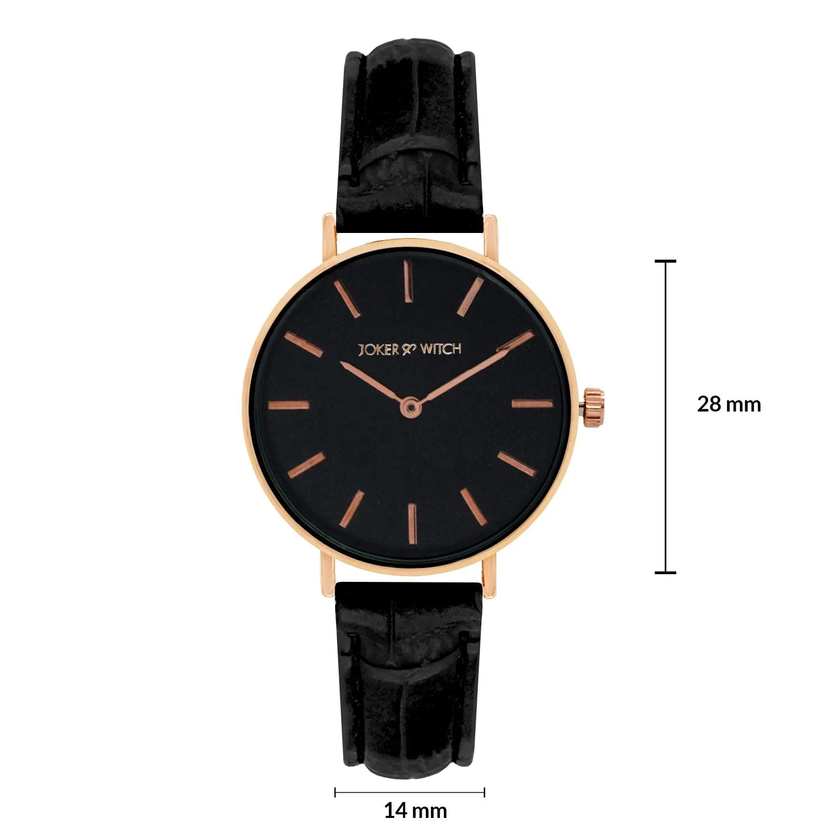 Joker & Witch Ariana Rosegold Black Croc Strap Watch for Women