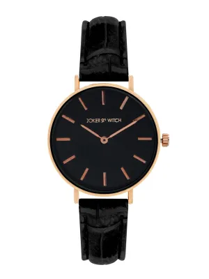 Joker & Witch Ariana Rosegold Black Croc Strap Watch for Women