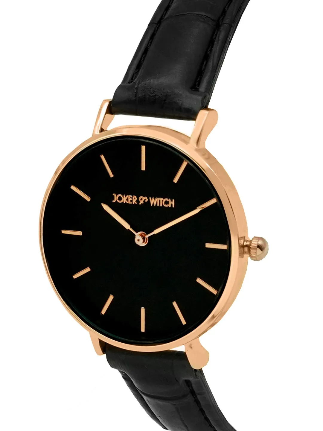 Joker & Witch Ariana Rosegold Black Croc Strap Watch for Women