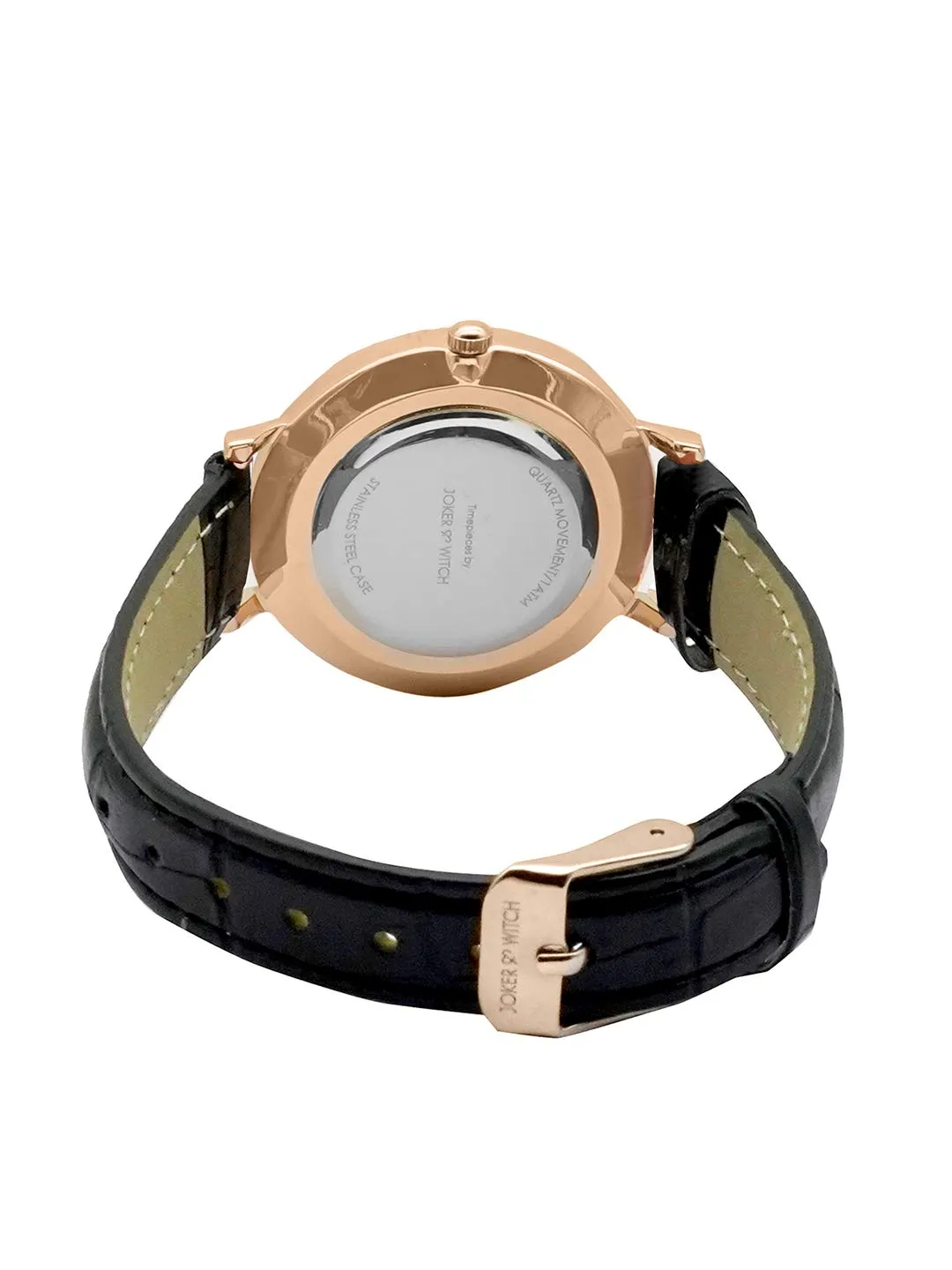 Joker & Witch Ariana Rosegold Black Croc Strap Watch for Women