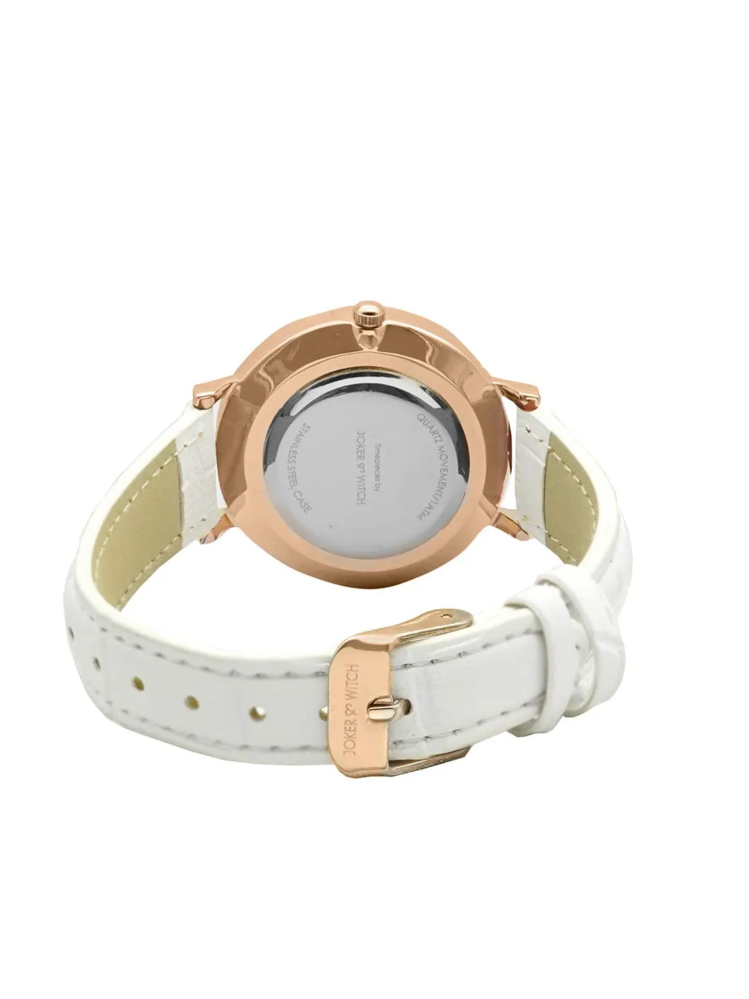 Joker & Witch Ariana Rosegold White Croc Strap Watch for Women