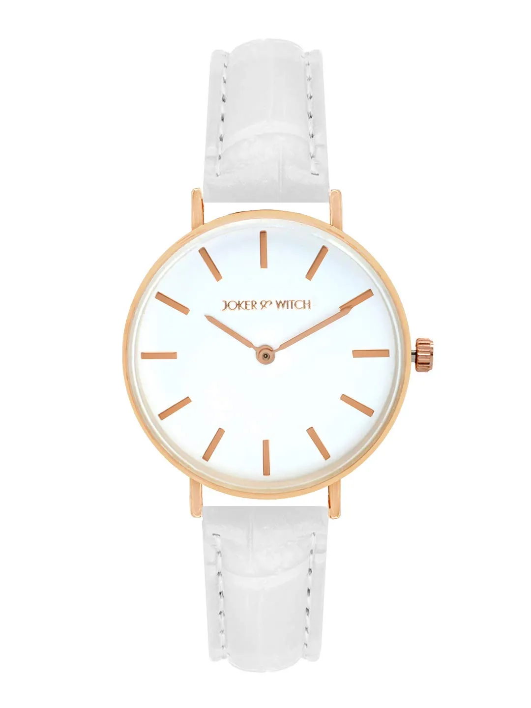 Joker & Witch Ariana Rosegold White Croc Strap Watch for Women