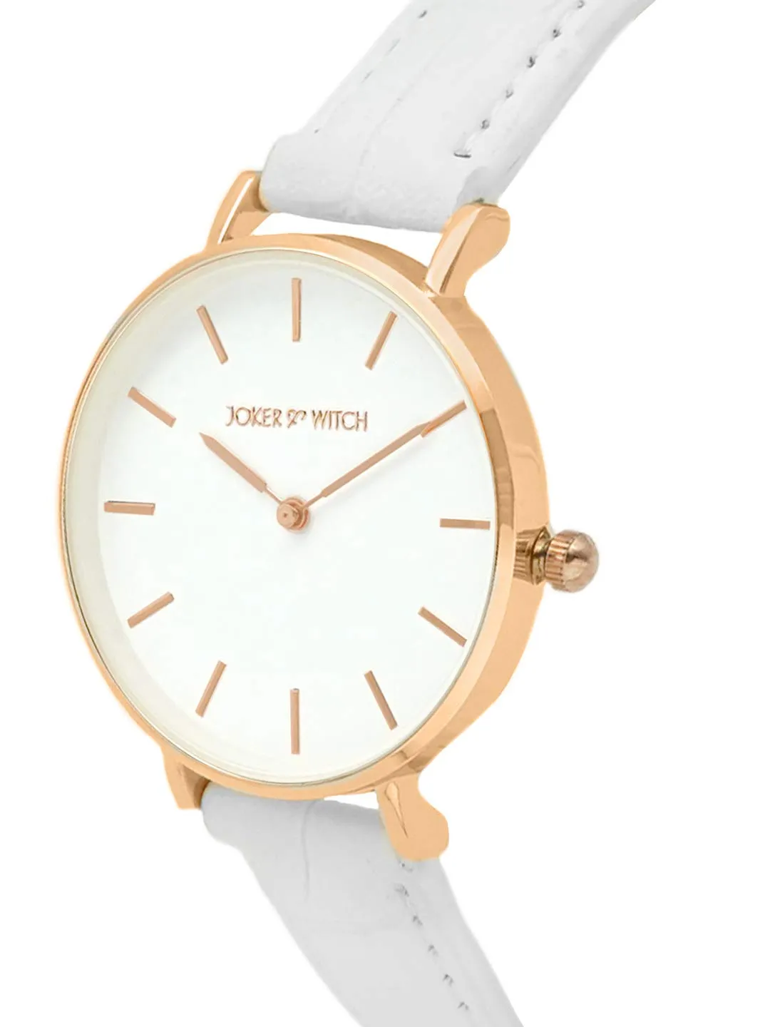 Joker & Witch Ariana Rosegold White Croc Strap Watch for Women