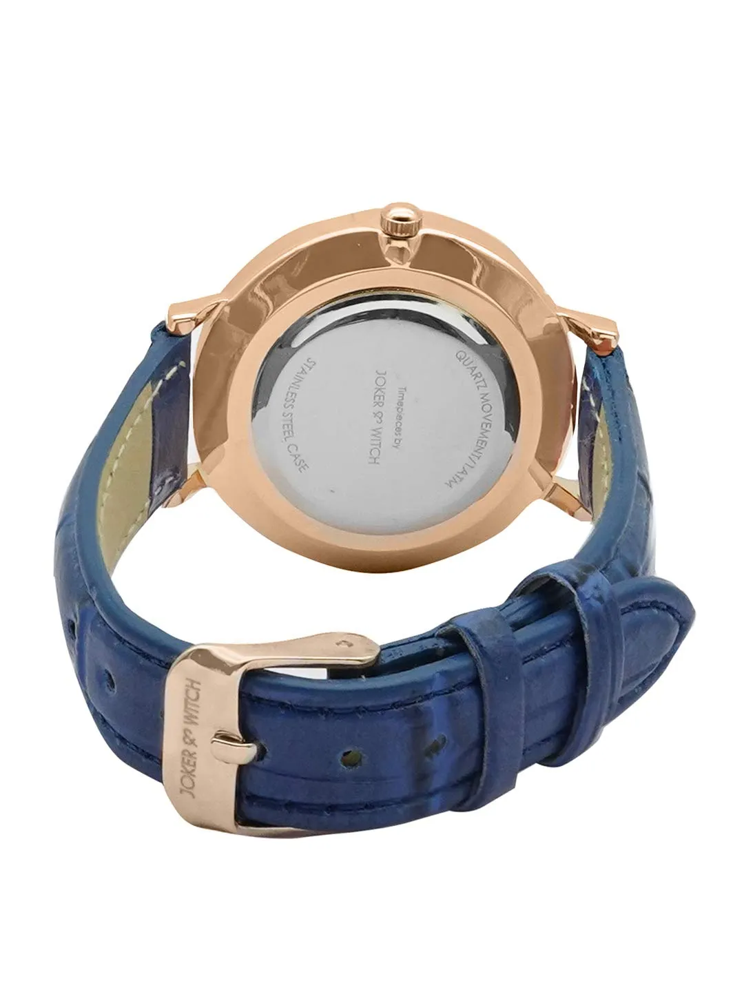 Joker & Witch Ariana White Dial Blue Croc Strap Watch for Women