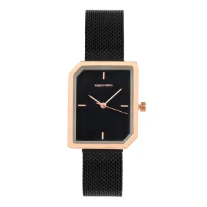 Joker & Witch Edge All Black Hexagon Dial Mesh Strap Analog Women's Watch