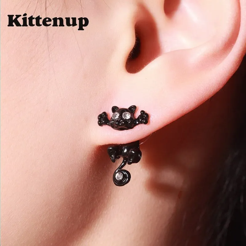 Kittenup New Fashion Cat earring cute  Black Kitten Jewelry Piercing Ear Stud Earrings for Women Femme