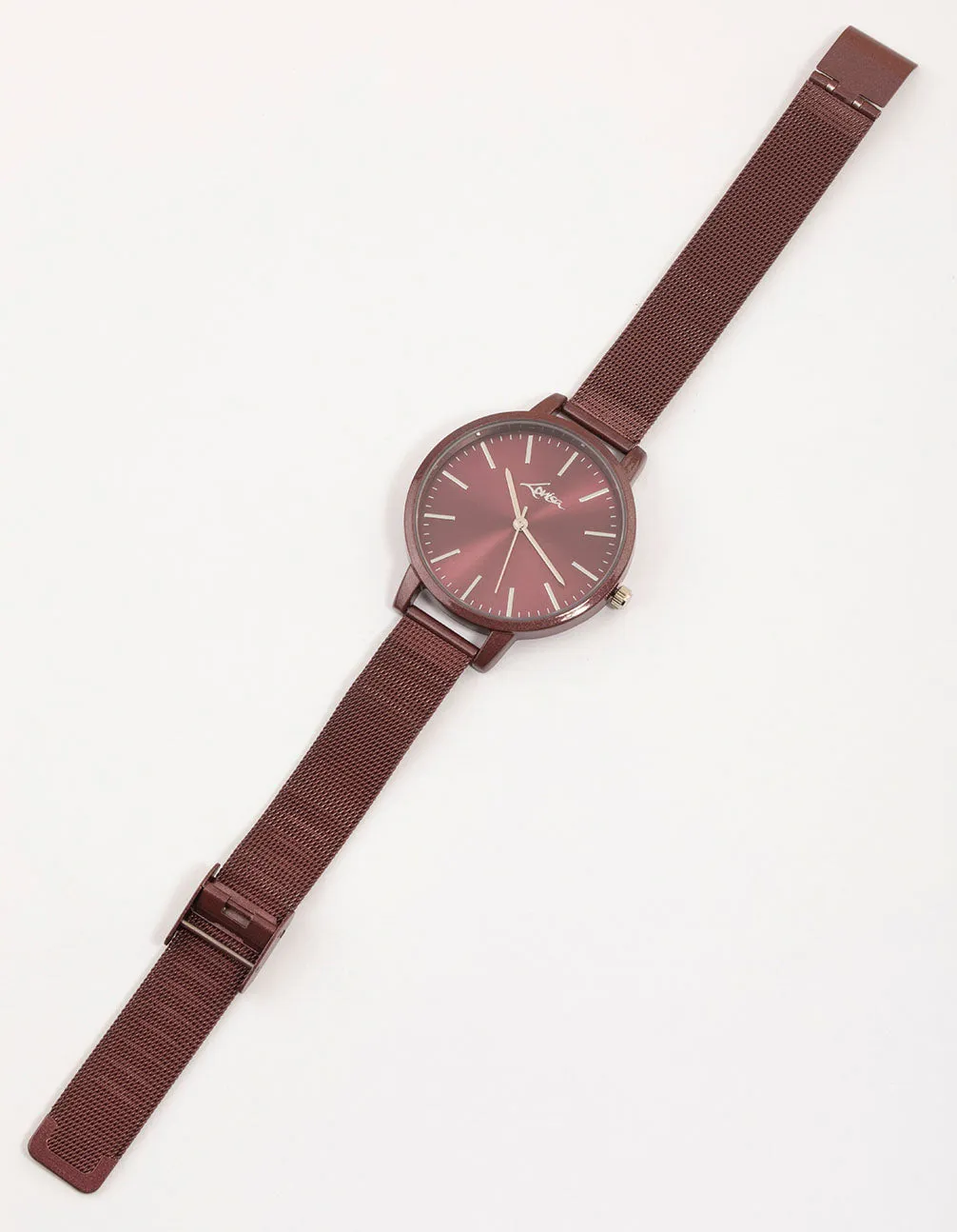 Maroon Mesh Light Watch