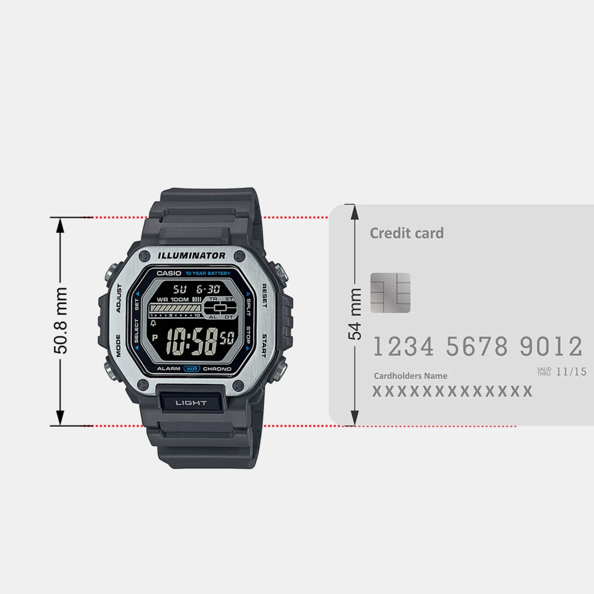 Men's Black Digital Resin Watch D302 - MWD-110H-8BVDF