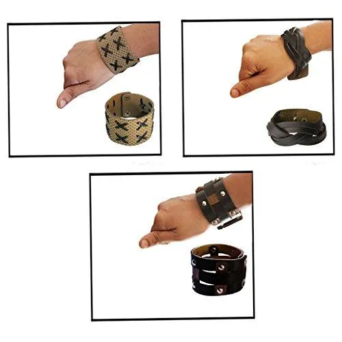 Mens Fashion Jewellery Stylish & Fancy Multicolor Combo Leather wristband Design Bracelet