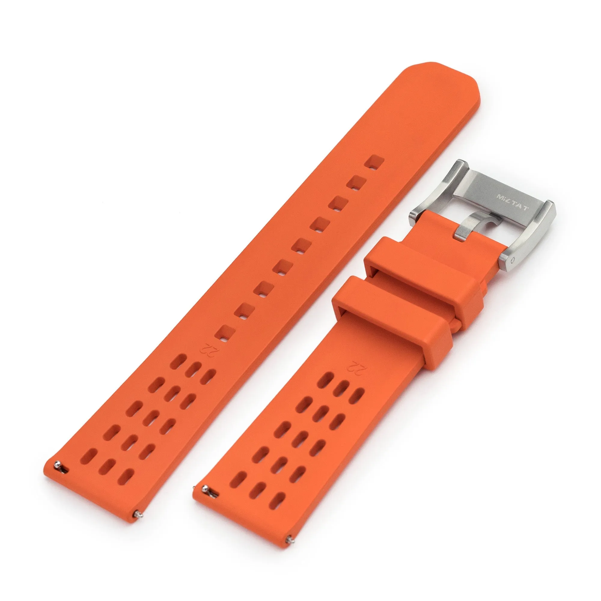 Ocellus Orange Quick Release FKM Rubber Sports Watch Strap, 20mm or 22mm