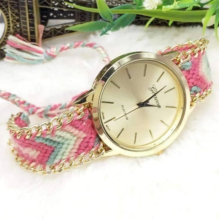 Offbeat Hand Woven Watch in 13 Colorful Patterns for Woman