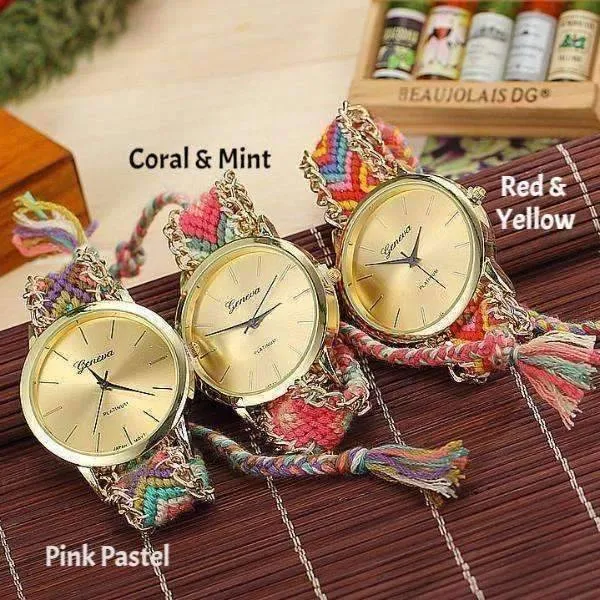 Offbeat Hand Woven Watch in 13 Colorful Patterns for Woman