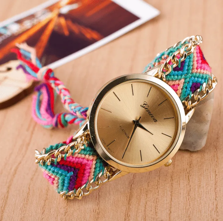 Offbeat Hand Woven Watch in 13 Colorful Patterns for Woman