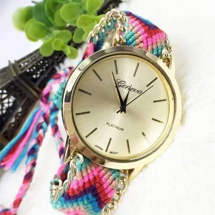 Offbeat Hand Woven Watch in 13 Colorful Patterns for Woman