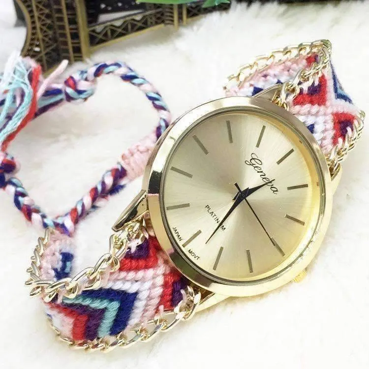 Offbeat Hand Woven Watch in 13 Colorful Patterns for Woman