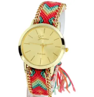 Offbeat Hand Woven Watch in 13 Colorful Patterns for Woman