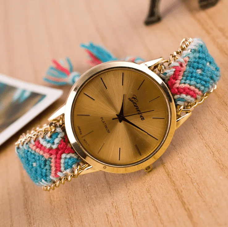 Offbeat Hand Woven Watch in 13 Colorful Patterns for Woman