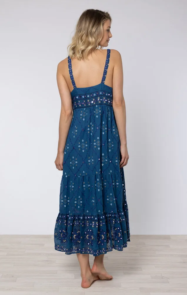 Peacock Mosaic Print Midi Dress