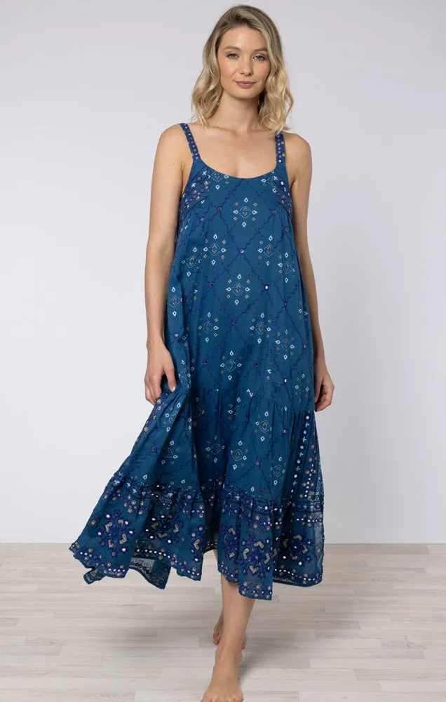 Peacock Mosaic Print Midi Dress