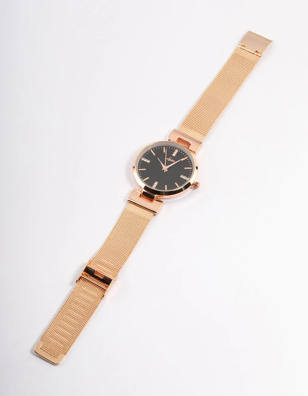 Rose Gold Bulk Trio Crystal Mesh Watch