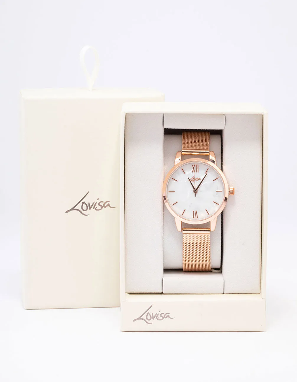 Rose Gold Mesh Watch