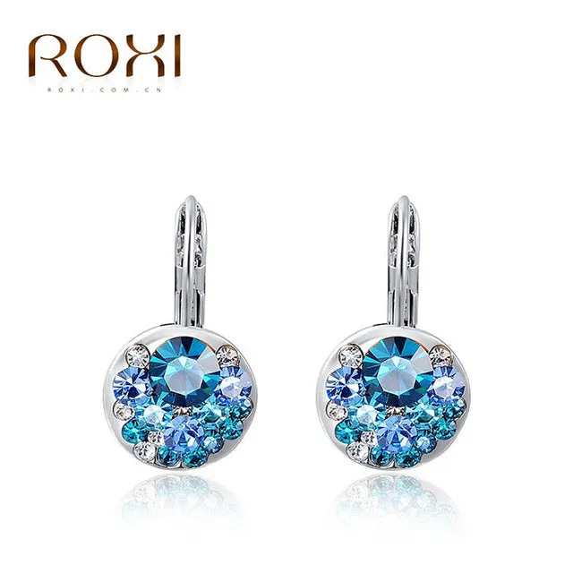 ROXI Women Stud Earrings 2017 Statement Sexy Rose Gold Blue Crystal Earrings Wedding Jewelry for Womens  orecchini donna