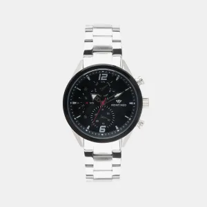 Rugged Black Chronograph Men Stainless Steel Watch 7012C-M1404