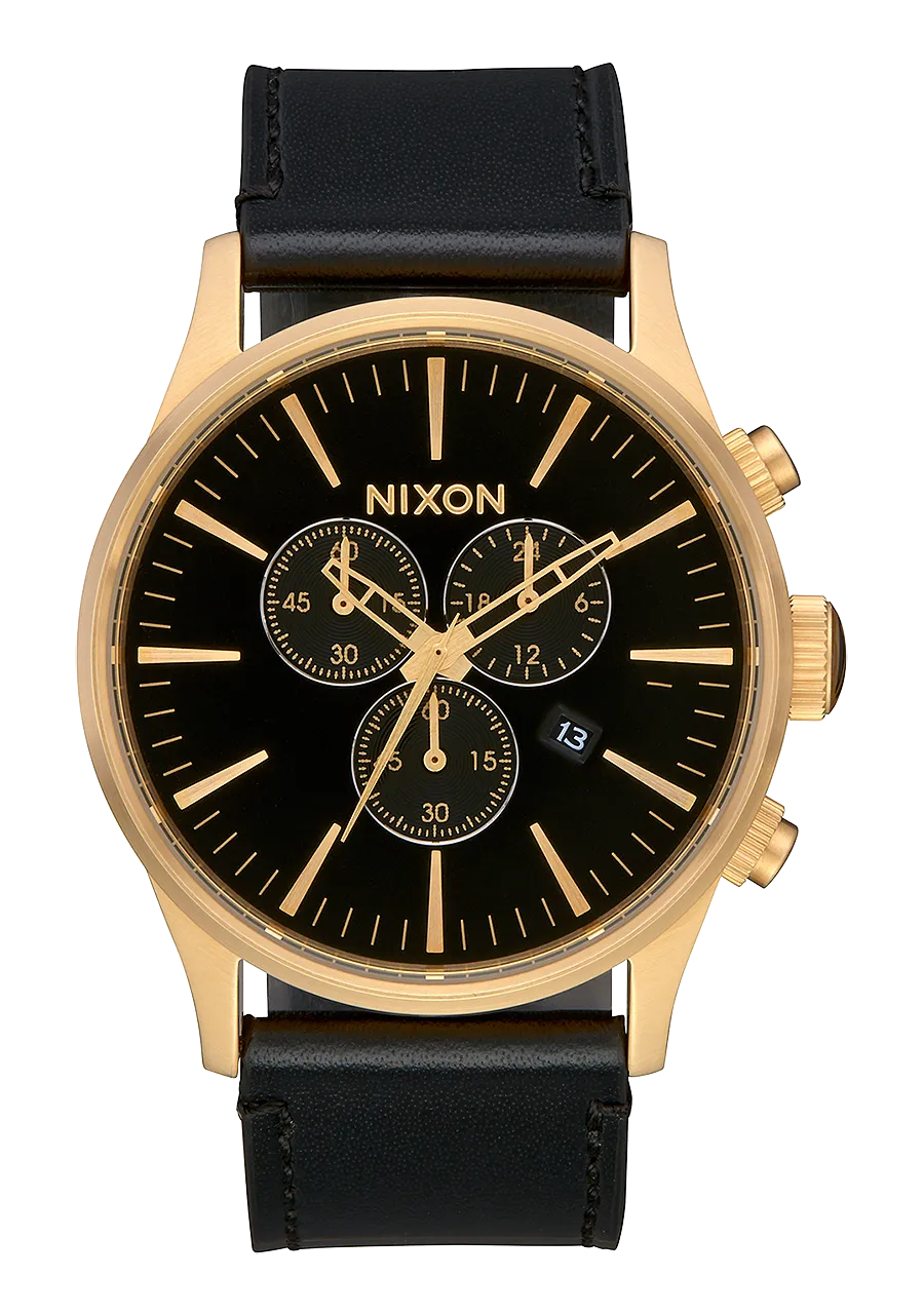 Sentry Chrono Leather - Gold / Black / Black