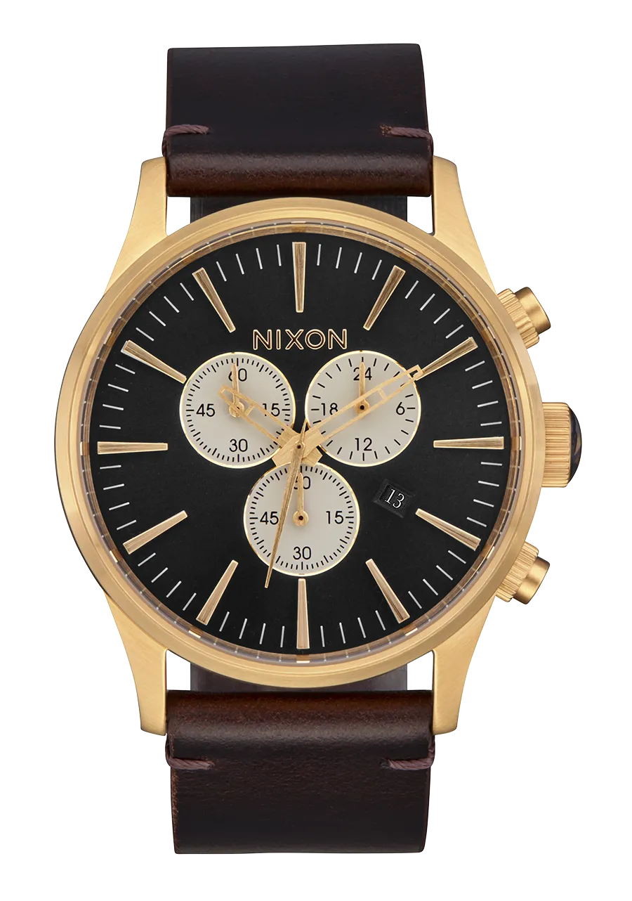 Sentry Chrono Leather - Gold / Indigo / Brown