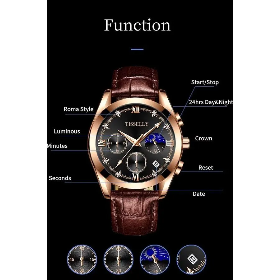 Slim Profile Luminous Business Watch with Zinc Alloy Case