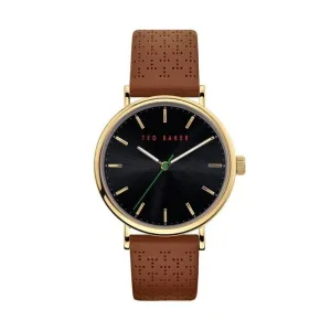 Ted Baker Blue Dial Brown T Pattern Perforated Leather Gents Watch BKPMMF911