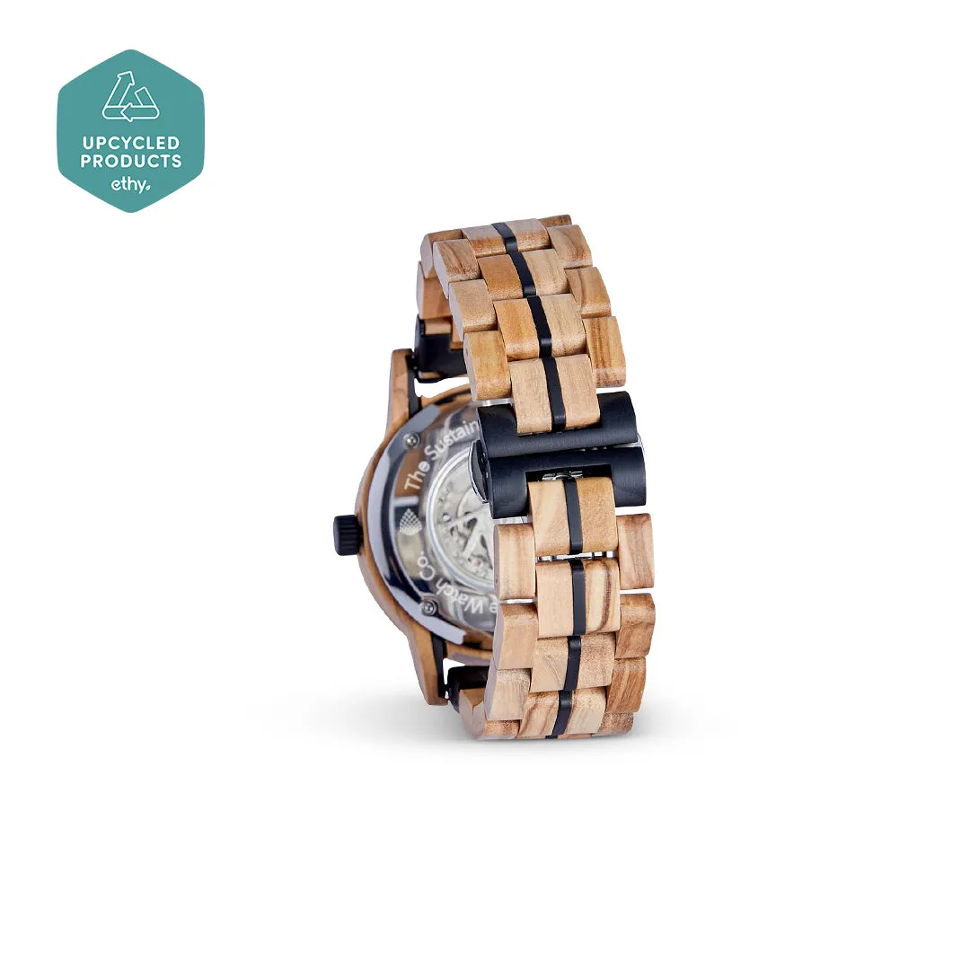 The Sycamore: Handmade Olive Wood Watch for Men - Intricate Mechanics & Sustainable Style