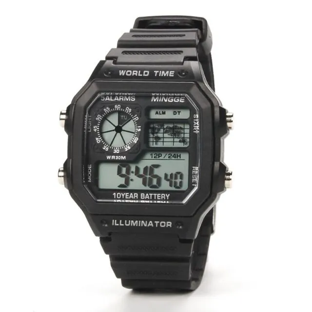 Trendy Digital Men Sports Waterproof  Watches