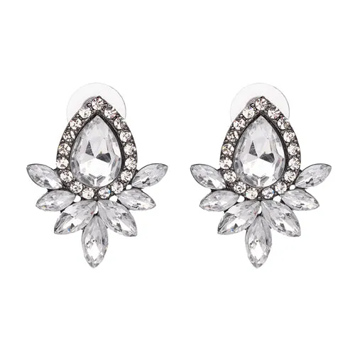 Women's fashion earrings New arrival brand sweet metal with gems stud crystal earring for women girls